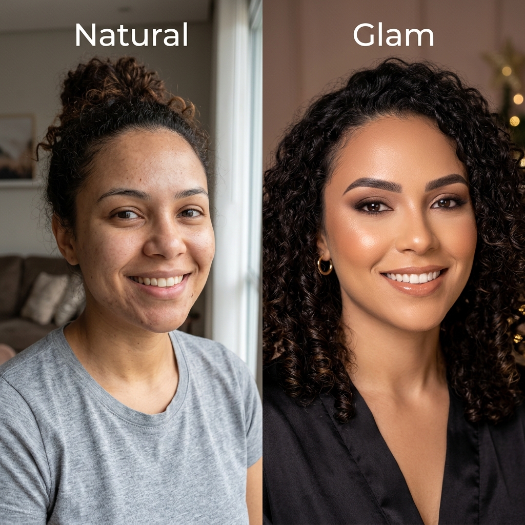 Antes e depois de aluna - Make Glow Elegante